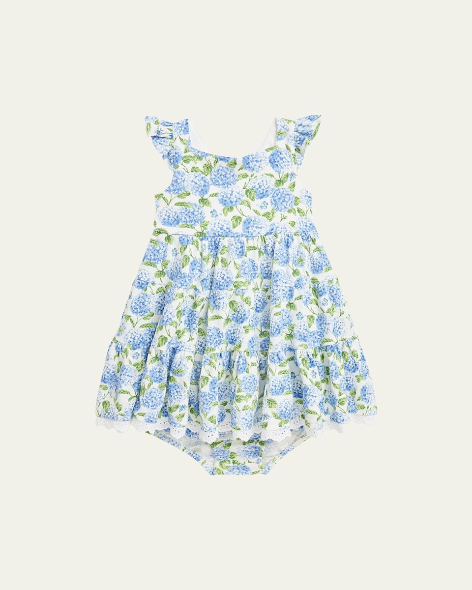 Girl's Floral-Print Dress W/ Bloomers, Size 3M-